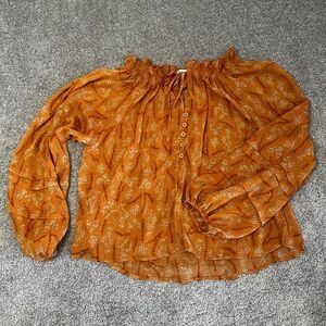 Women's Orange Floral Blouse